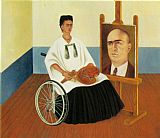 Frida Paintings - Self Portrait with the Portrait of Doctor Farill by Frida Kahlo